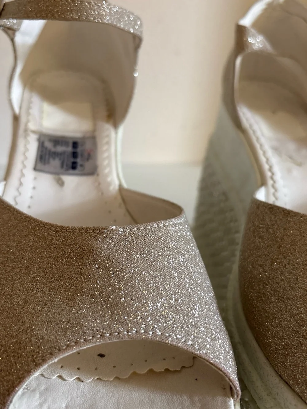 Women's Glitter Platform Wedge Sandals - Silver gold   White Sparkly Glitter Wed